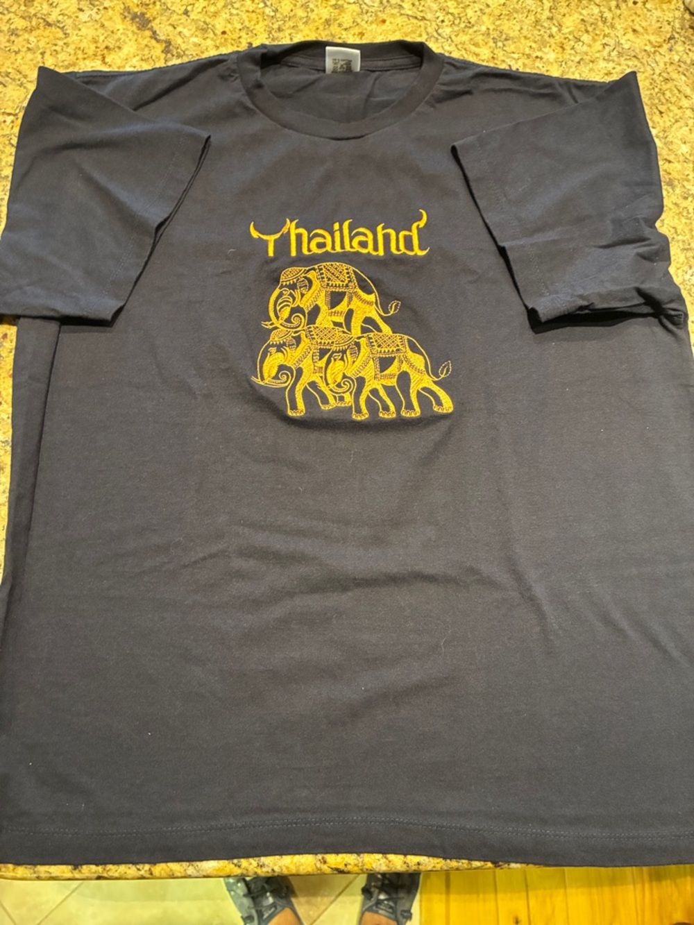 Thailand Graphic Short Sleeve Tee - Navy with Gold Print